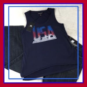 NWT ROCK & REPUBLIC BLUE SLEEVELESS USA TANK M